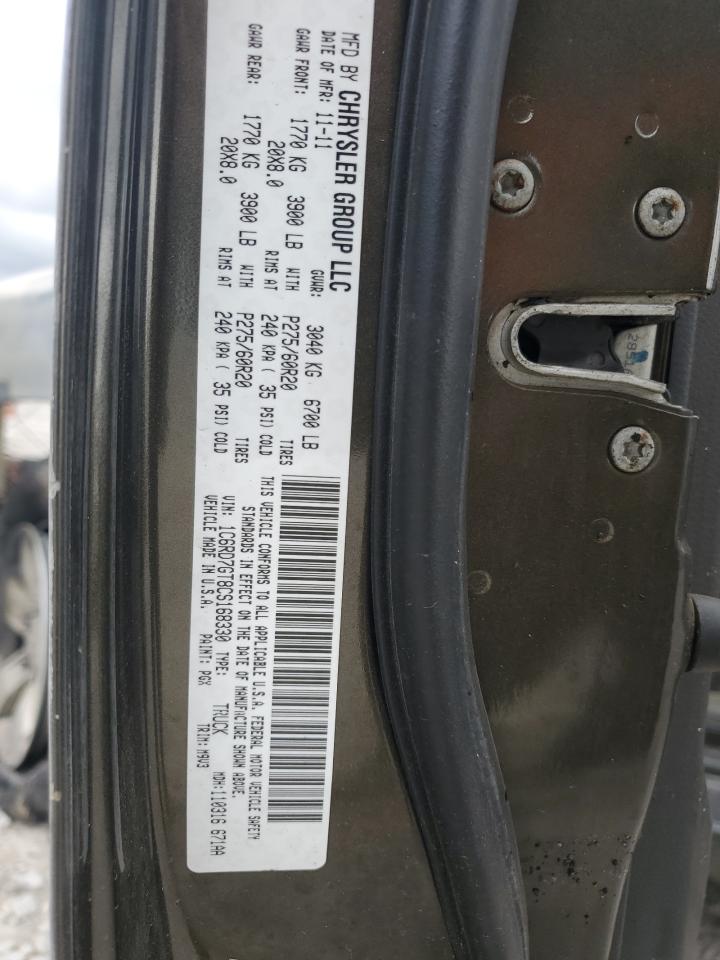 2012 Dodge RAM VIN 1C6RD7GT8CS168330 Copart auction photo, burn damage thumbnail 12
