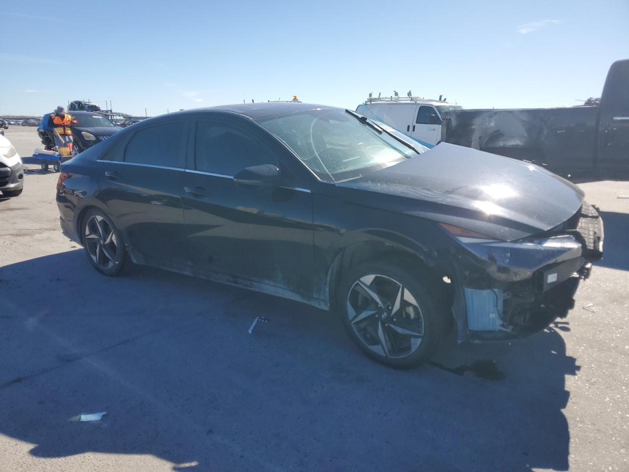 2021 Hyundai Elantra VIN 5NPLN4AG4MH031603 Copart auction photo, front end / side damage thumbnail 4