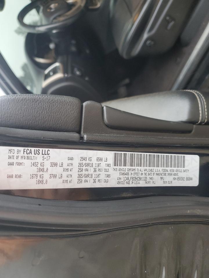 2017 Jeep Grand Cherokee VIN 1C4RJFBG9HC901122 Copart auction photo, rear end / side damage thumbnail 13