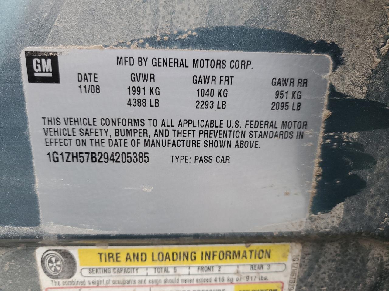 2009 Chevrolet Malibu VIN 1G1ZH57B294205385 Copart auction photo, front end / side damage thumbnail 14
