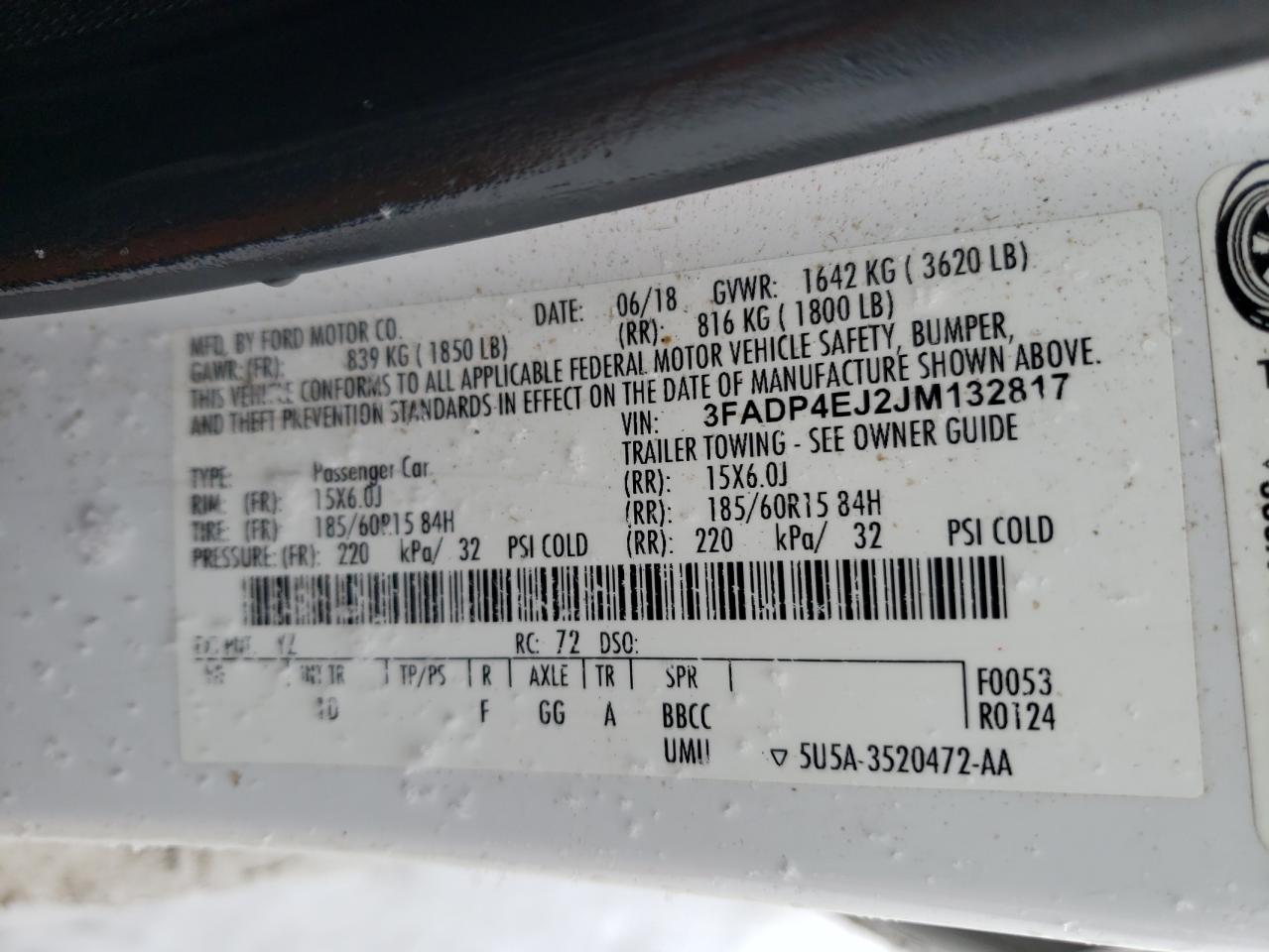2018 Ford Fiesta VIN 3FADP4EJ2JM132817 Copart auction photo, side damage thumbnail 14