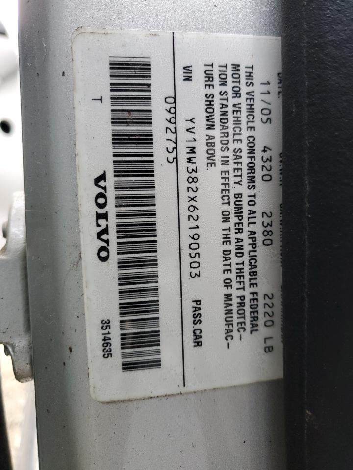2006 Volvo V50 VIN YV1MW382X62190503 Copart auction photo, minor dent/scratches damage thumbnail 12