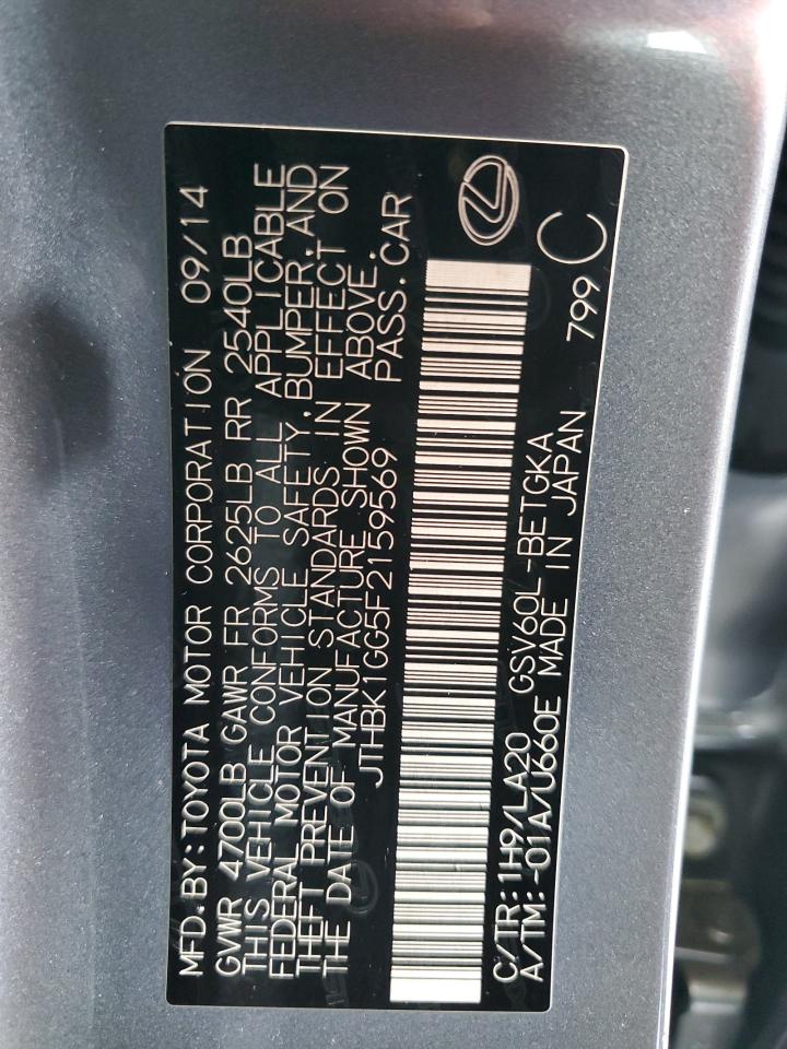 2015 Lexus ES VIN JTHBK1GG5F2159569 Copart auction photo, front end / minor dent/scratches damage thumbnail 12