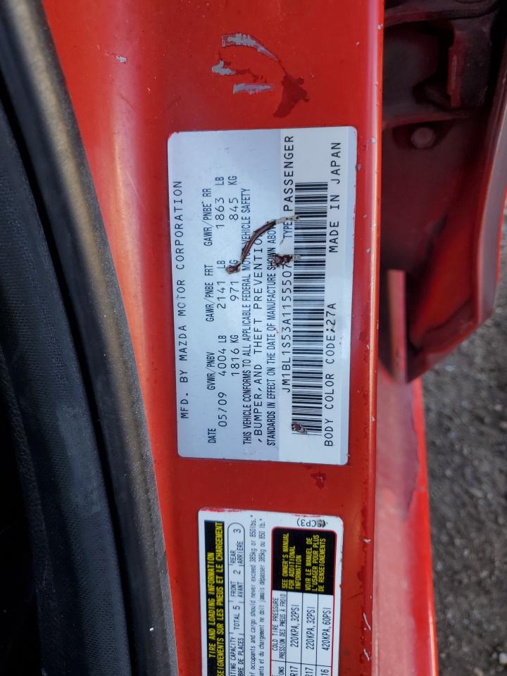 2010 Mazda 3 VIN JM1BL1S53A1155507 Copart auction photo, front end damage thumbnail 12