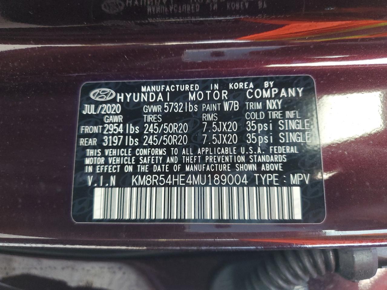 2021 Hyundai Palisade VIN KM8R54HE4MU189004 Copart auction photo, water/flood damage thumbnail 14