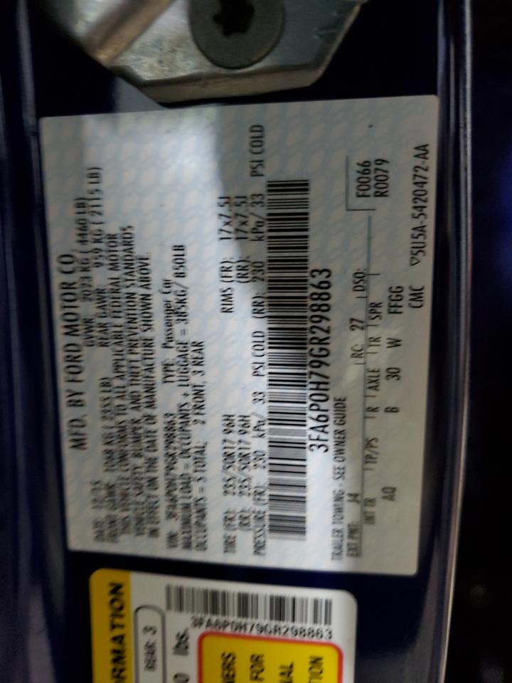 2016 Ford Fusion VIN 3FA6P0H79GR298863 Copart auction photo, front end / rear end damage thumbnail 13
