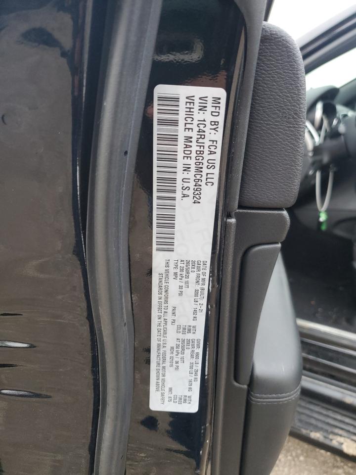 2021 Jeep Grand Cherokee VIN 1C4RJFBG6MC649324 Copart auction photo, rear end / side damage thumbnail 15