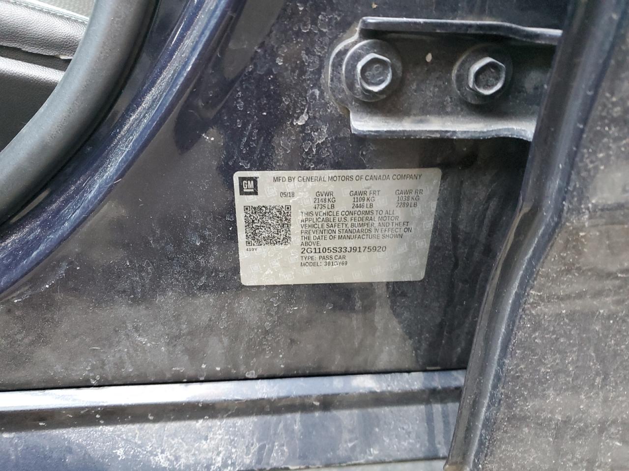 2018 Chevrolet Impala VIN 2G1105S33J9175920 Copart auction photo, front end damage thumbnail 12