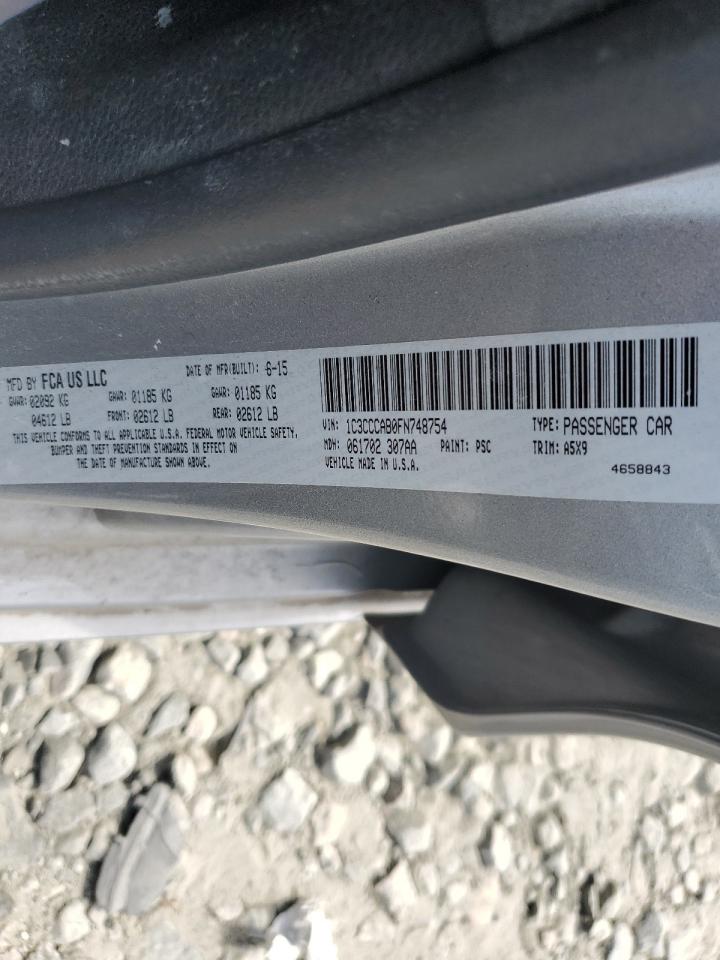 2015 Chrysler 200 VIN 1C3CCCAB0FN748754 Copart auction photo, front end damage thumbnail 12