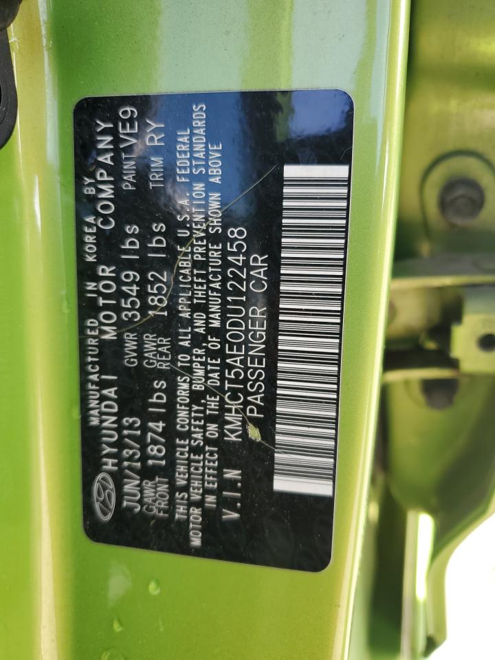 2013 Hyundai Accent VIN KMHCT5AE0DU122458 Copart auction photo, rear end / front end damage thumbnail 13