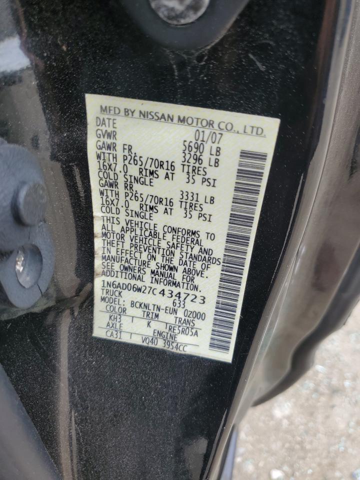 2007 Nissan Navara (Frontier) VIN 1N6AD06W27C434723 Copart auction photo, vandalism damage thumbnail 14