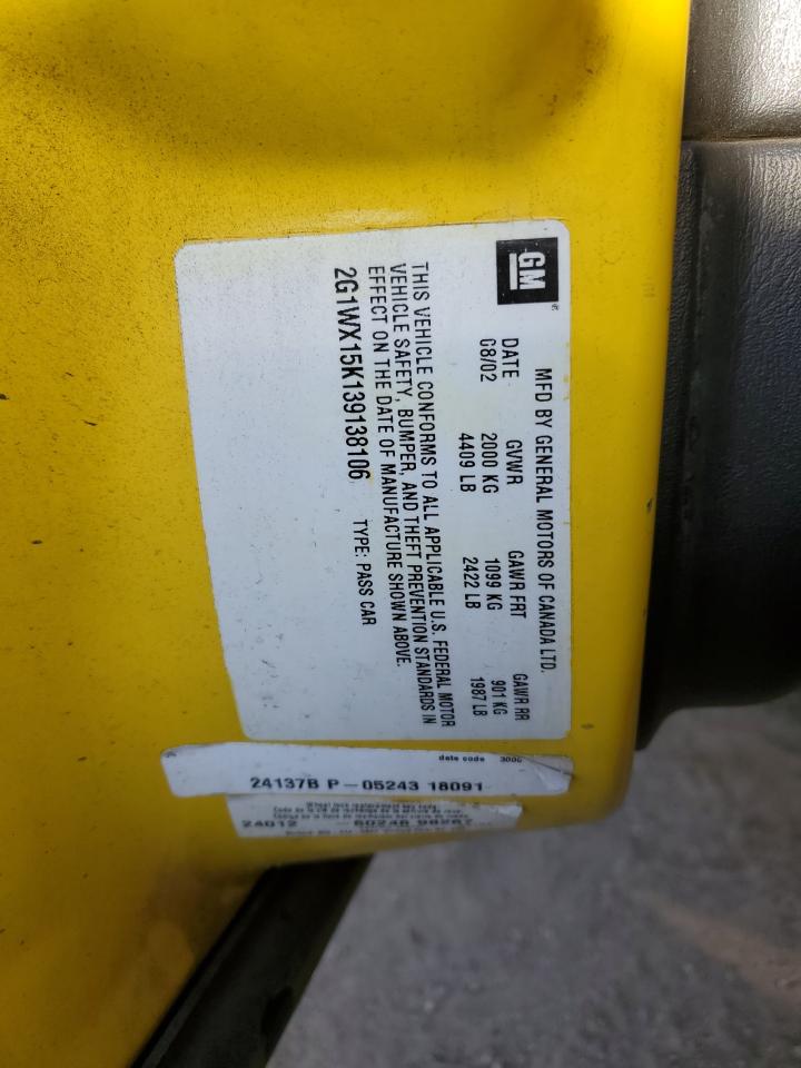 2003 Chevrolet Monte Carlo VIN 2G1WX15K139138106 Copart auction photo, front end damage thumbnail 14