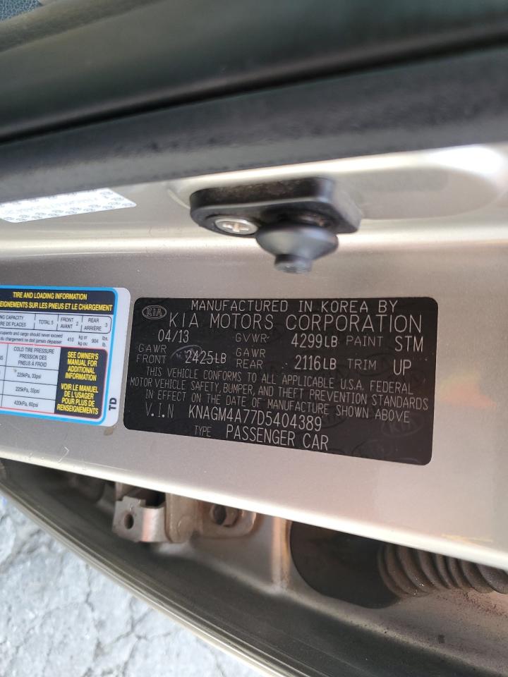 2013 KIA Optima VIN KNAGM4A77D5404389 Copart auction photo, mechanical damage thumbnail 12
