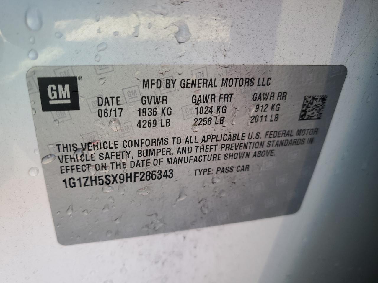 2017 Chevrolet Malibu VIN 1G1ZH5SX9HF286343 Copart auction photo, front end damage thumbnail 12