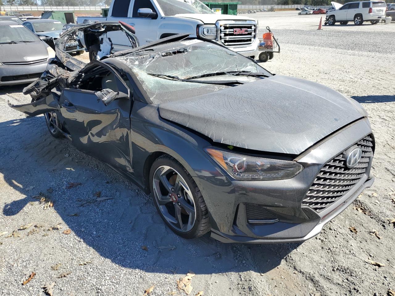 2019 Hyundai Veloster VIN KMHTH6AB2KU011341 Copart auction photo, top/roof damage thumbnail 4