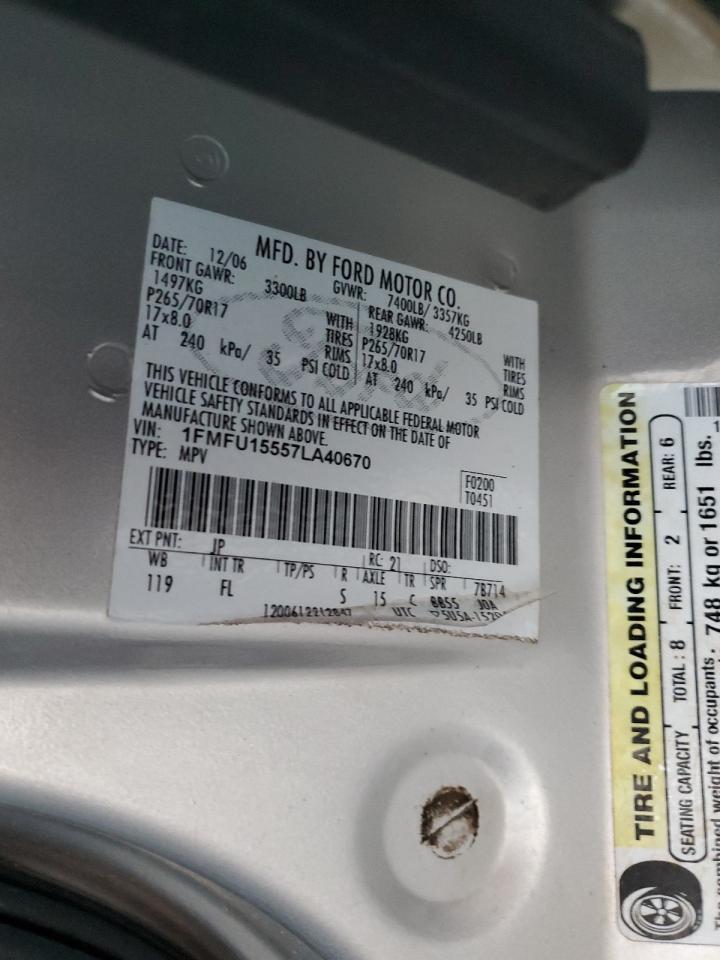 2007 Ford Expedition VIN 1FMFU15557LA40670 Copart auction photo, front end damage thumbnail 15