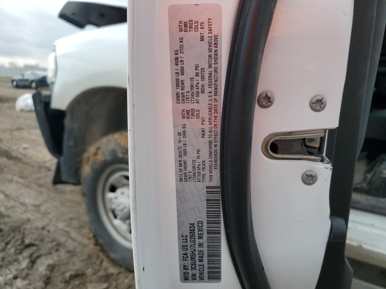 2020 RAM 2500 VIN 3C6UR5HJ7LG268634 Copart auction photo, front end / minor dent/scratches damage thumbnail 13
