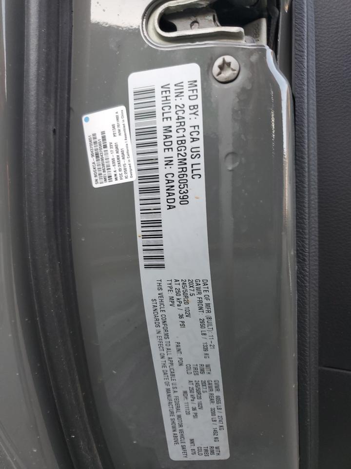 2021 Chrysler Pacifica VIN 2C4RC1BG2MR605390 Copart auction photo, top/roof damage thumbnail 13
