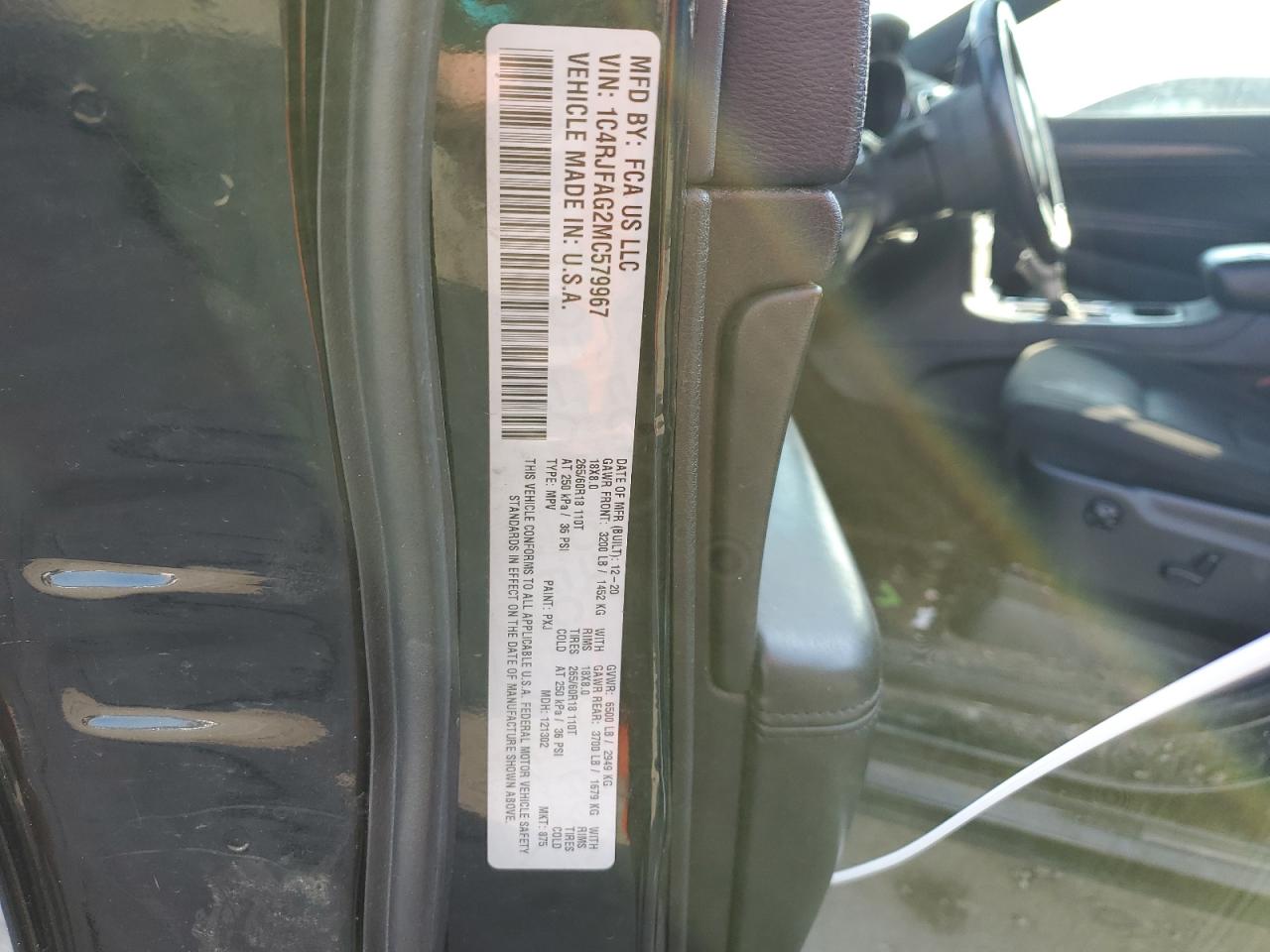 2021 Jeep Grand Cherokee VIN 1C4RJFAG2MC579967 Copart auction photo, side damage thumbnail 13