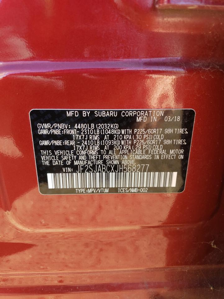 2018 Subaru Forester VIN JF2SJABCXJH568277 Copart auction photo, rear end damage thumbnail 13