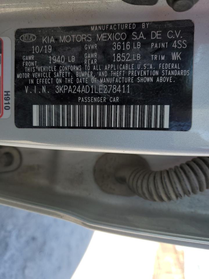 2020 KIA Rio VIN 3KPA24AD1LE278411 Copart auction photo, side / rear end damage thumbnail 12