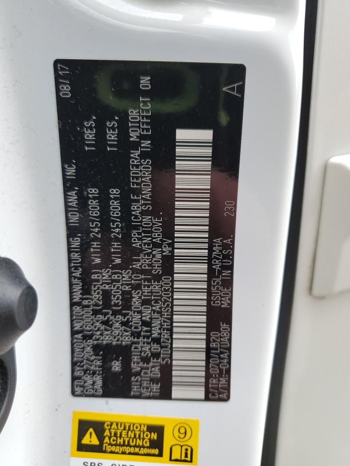 2017 Toyota Highlander VIN 5TDJZRFH7HS520300 Copart auction photo, front end damage thumbnail 15
