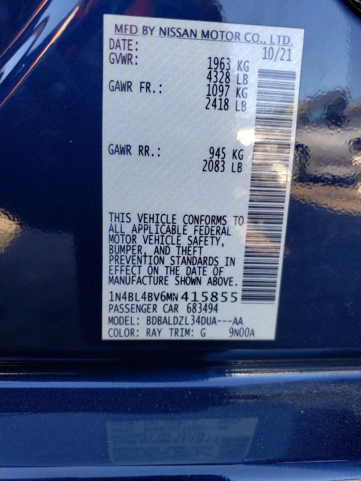 2021 Nissan Altima VIN 1N4BL4BV6MN415855 Copart auction photo, rear end damage thumbnail 15