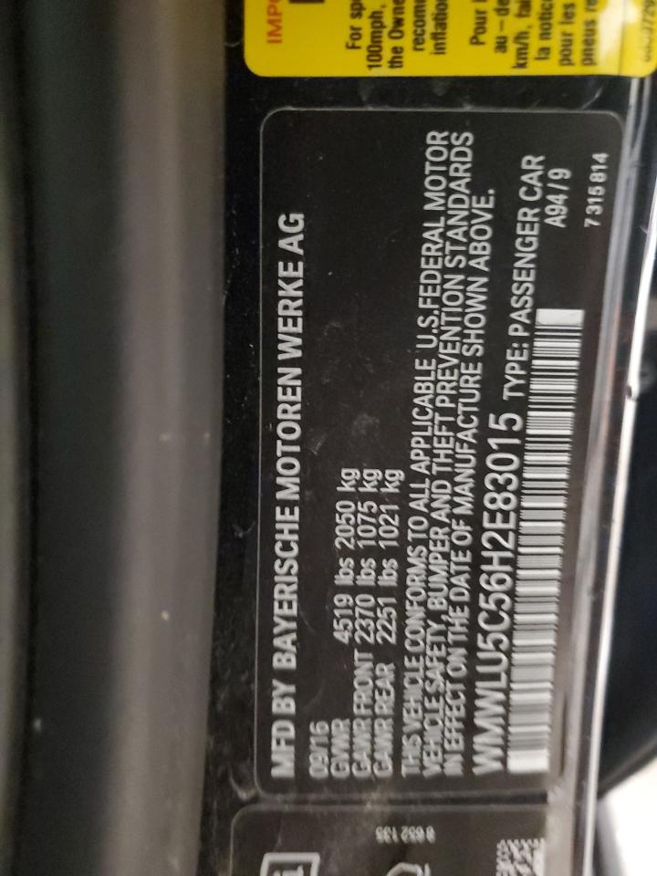 2017 MINI Cooper VIN WMWLU5C56H2E83015 Copart auction photo, front end / side damage thumbnail 12