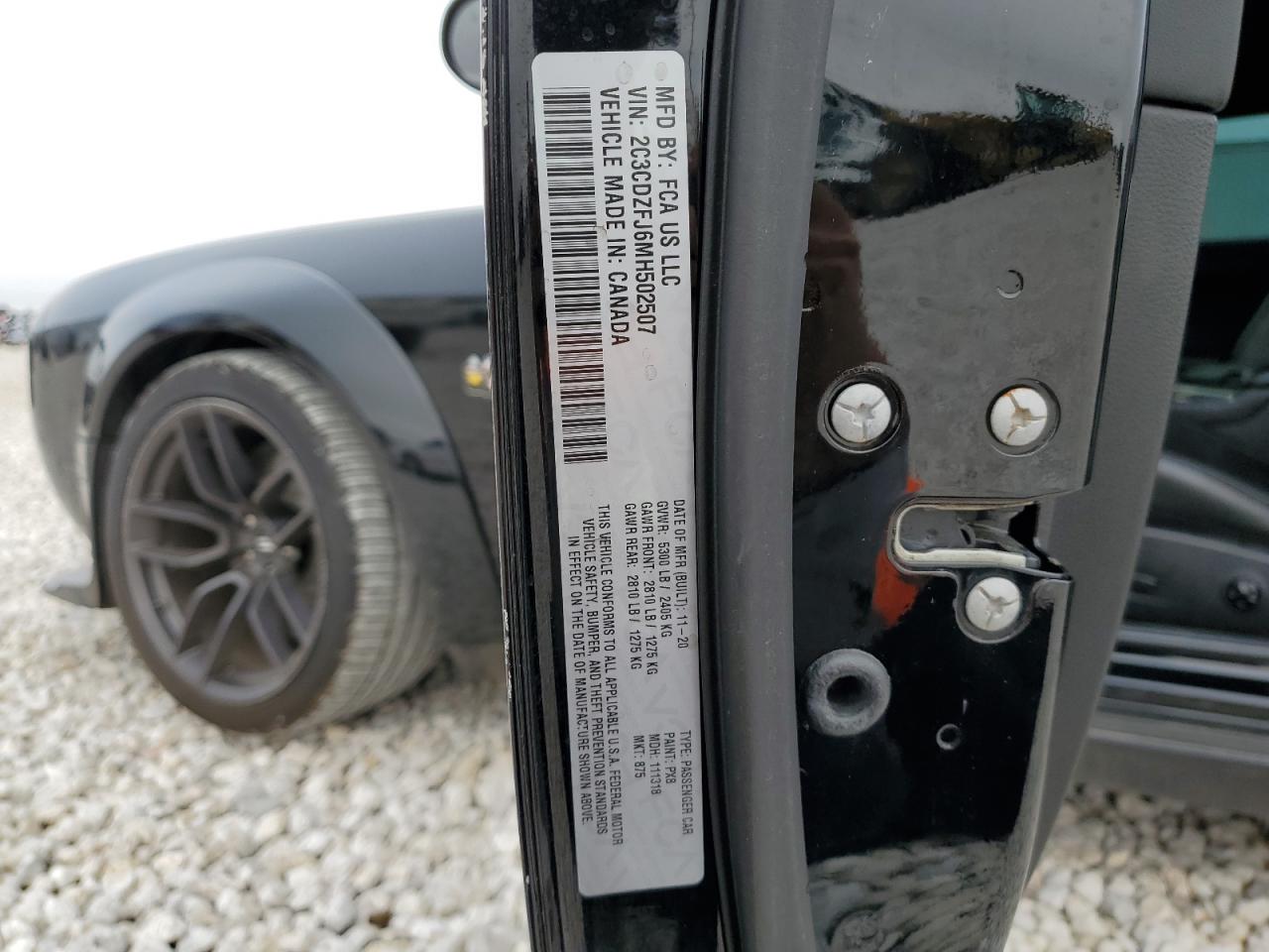 2021 Dodge Challenger VIN 2C3CDZFJ6MH502507 Copart auction photo, side damage thumbnail 14