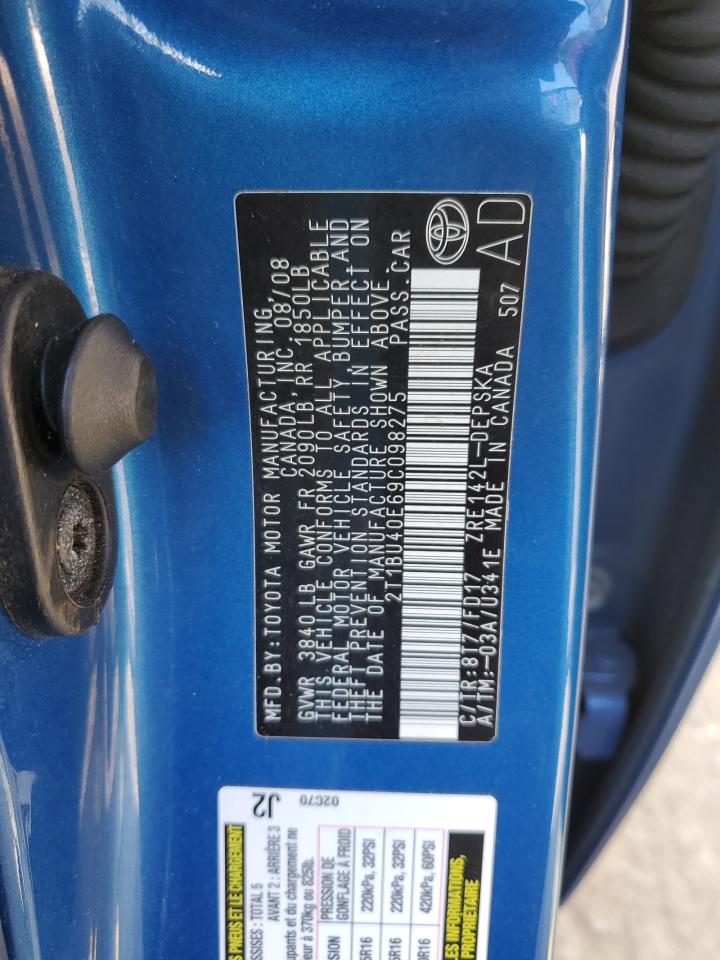 2009 Toyota Corolla VIN 2T1BU40E69C098275 Copart auction photo, rear end damage thumbnail 12
