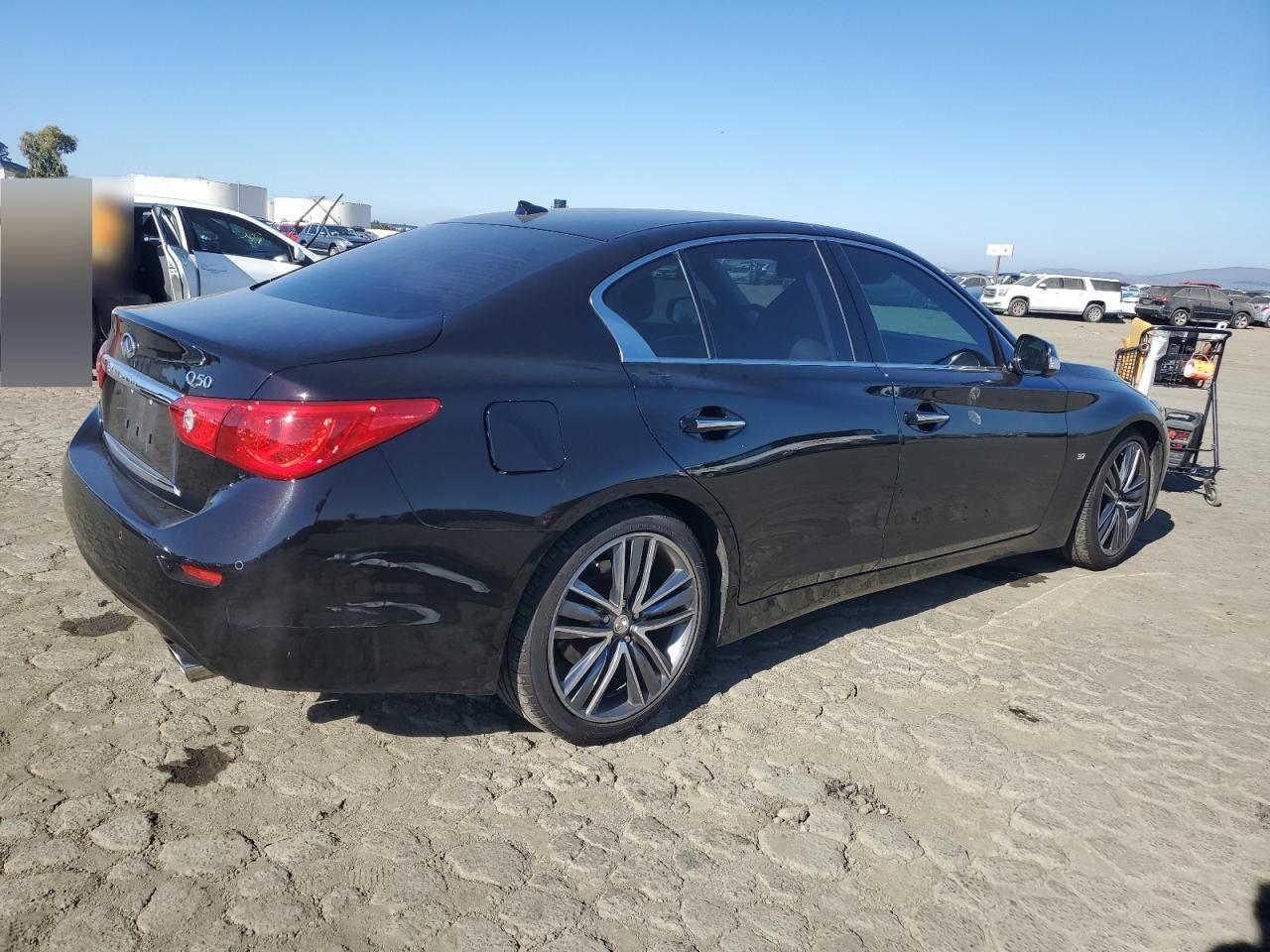2014 Infiniti Q50 VIN JN1BV7AP7EM687964 Copart auction photo, rear end damage thumbnail 3