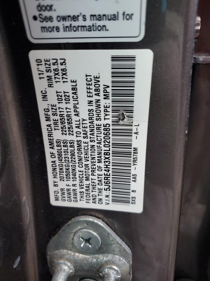 2011 Honda CR-V VIN 5J6RE4H3XBL020685 Copart auction photo, front end / minor dent/scratches damage thumbnail 13