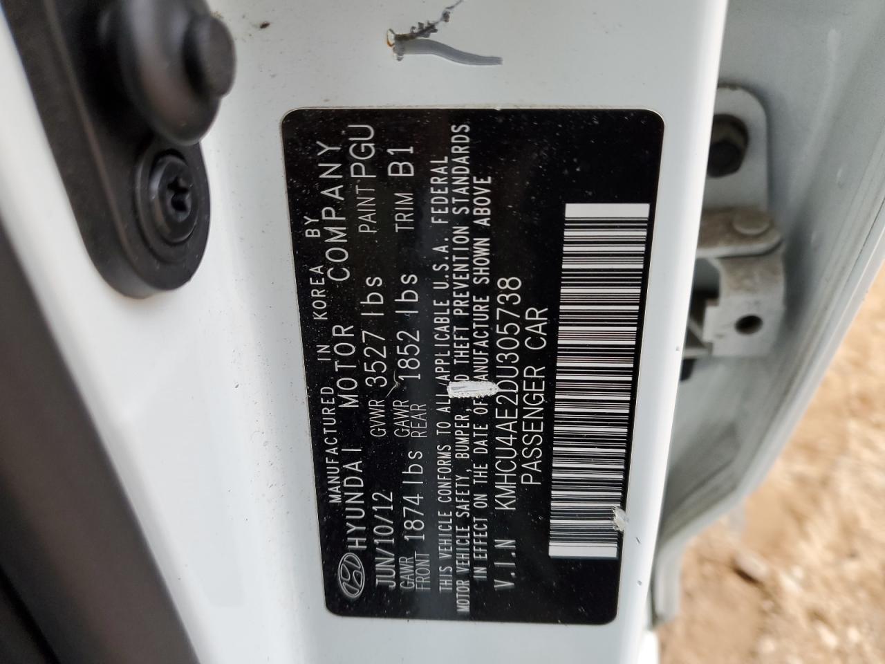 2013 Hyundai Accent VIN KMHCU4AE2DU305738 Copart auction photo, front end damage thumbnail 12