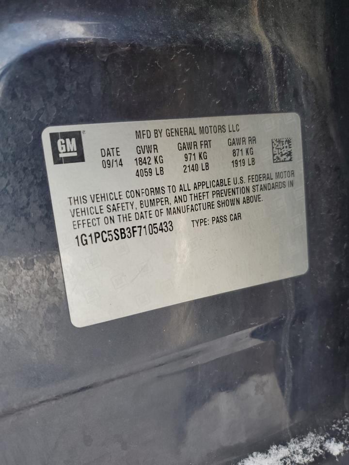 2015 Chevrolet Cruze VIN 1G1PC5SB3F7105433 Copart auction photo, front end damage thumbnail 13