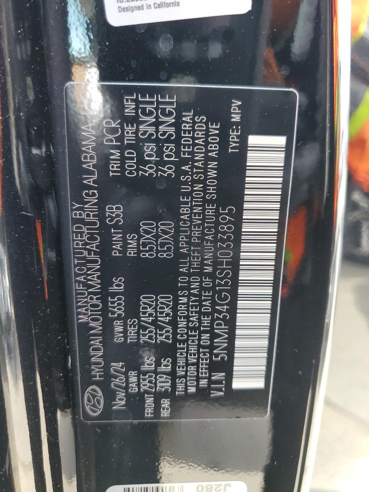 2025 Hyundai Santa Fe VIN 5NMP34G13SH033895 Copart auction photo, rear end damage thumbnail 14