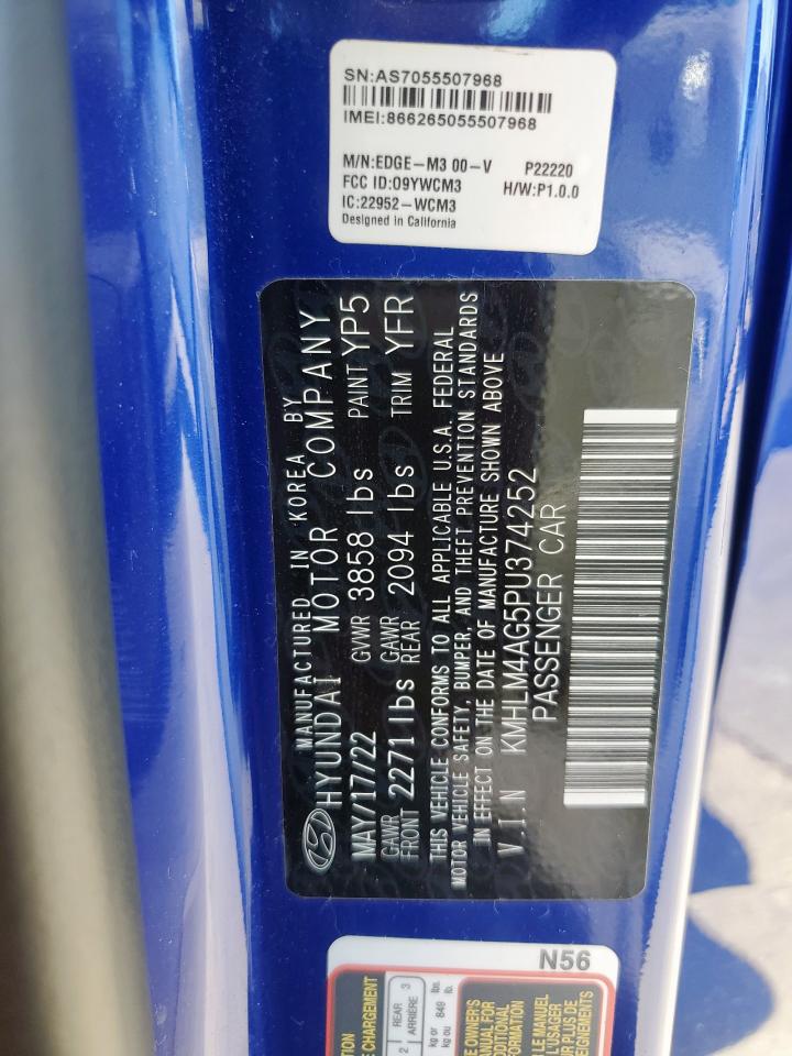 2023 Hyundai Elantra VIN KMHLM4AG5PU374252 Copart auction photo, front end damage thumbnail 14