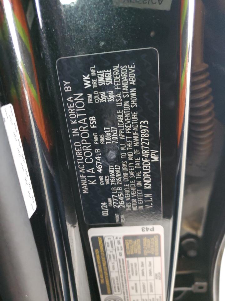 2024 KIA Sportage VIN KNDPU3DF4R7278973 Copart auction photo, front end / undercarriage damage thumbnail 12