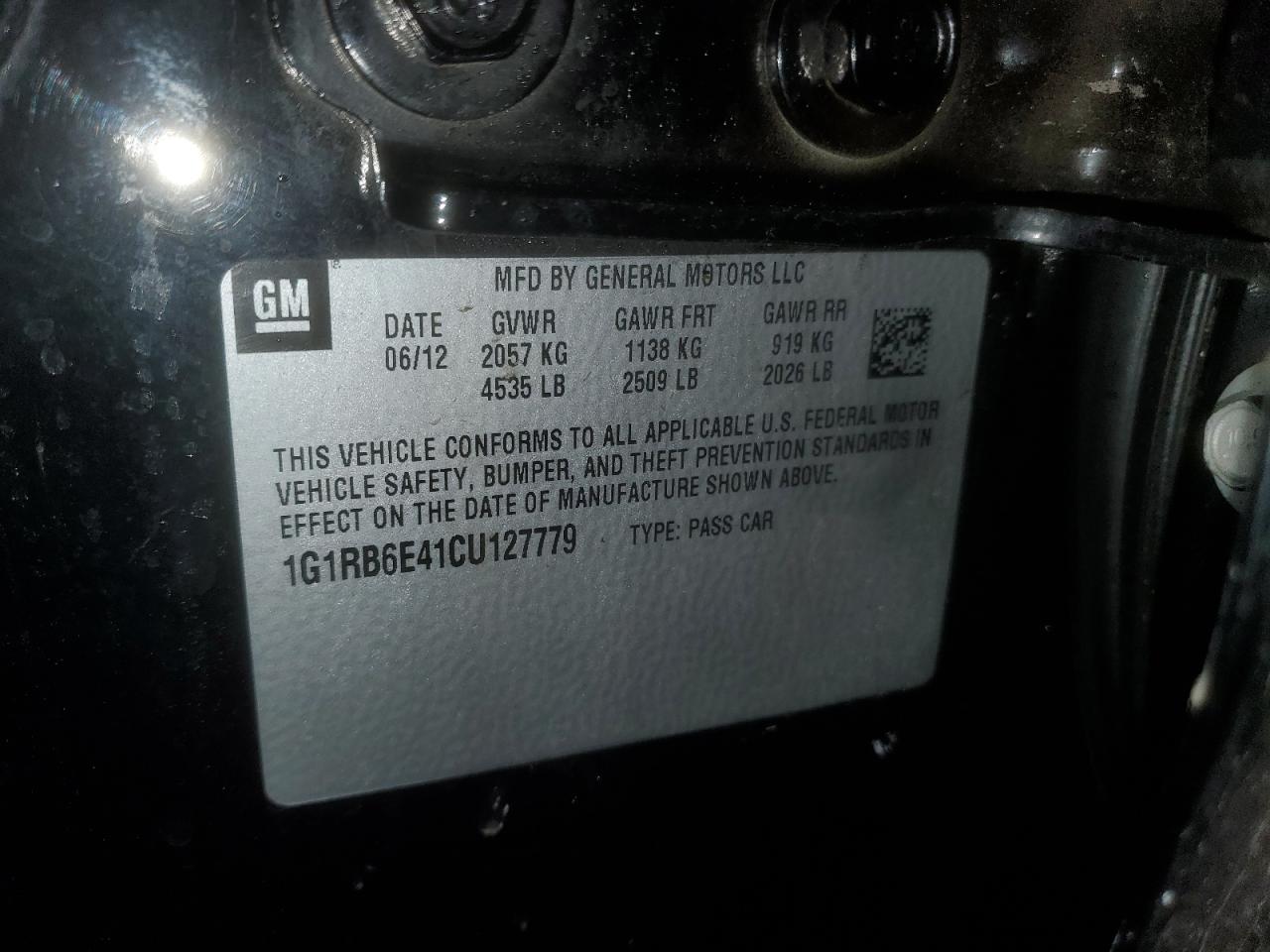 2012 Chevrolet Volt VIN 1G1RB6E41CU127779 Copart auction photo, front end damage thumbnail 14