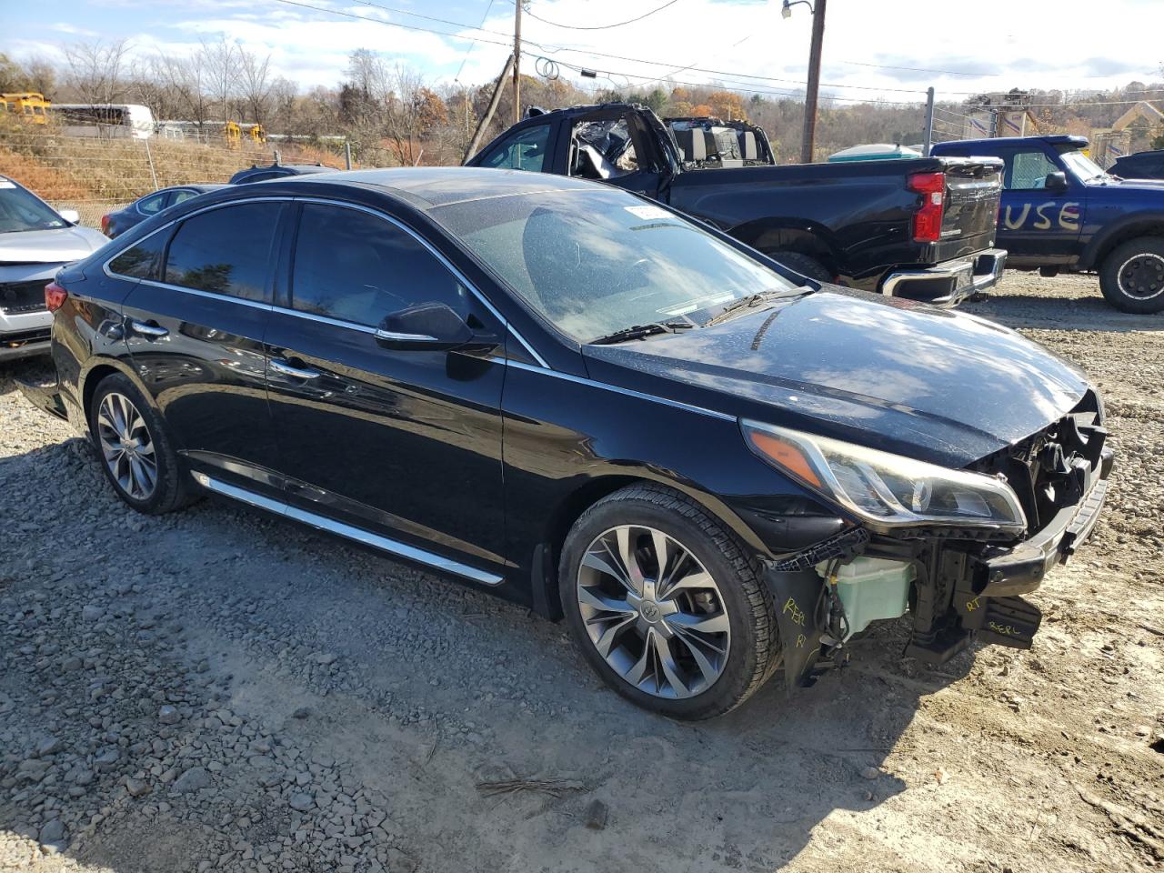 2015 Hyundai Sonata VIN 5NPE34AB6FH128260 Copart auction photo, front end / undercarriage damage thumbnail 4