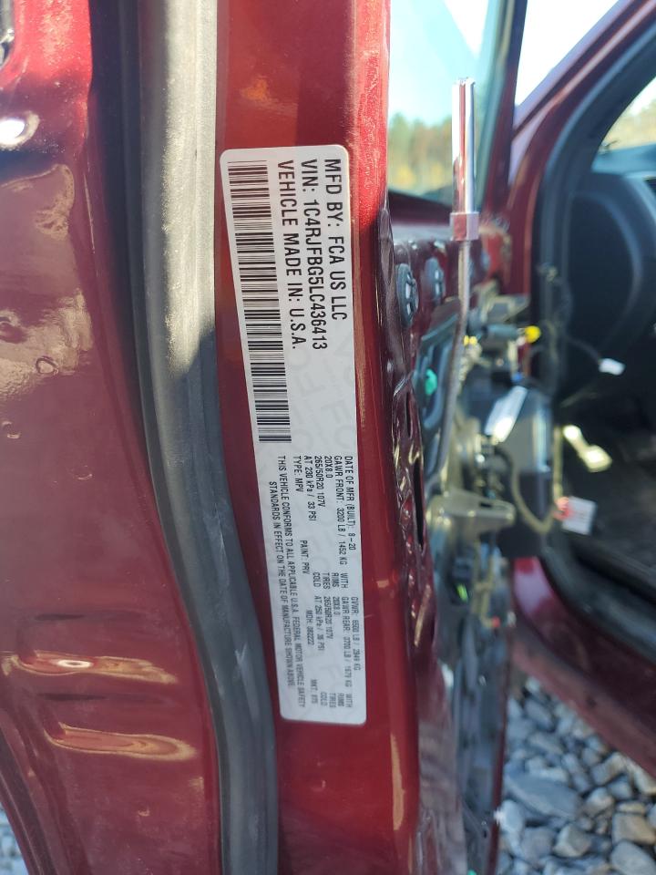 2020 Jeep Grand Cherokee VIN 1C4RJFBG5LC436413 Copart auction photo, side / front end damage thumbnail 14