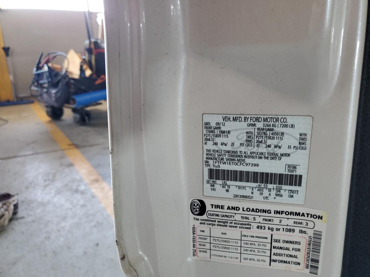 2012 Ford F-150 VIN 1FTFW1ET0CFC97399 Copart auction photo, front end damage thumbnail 12