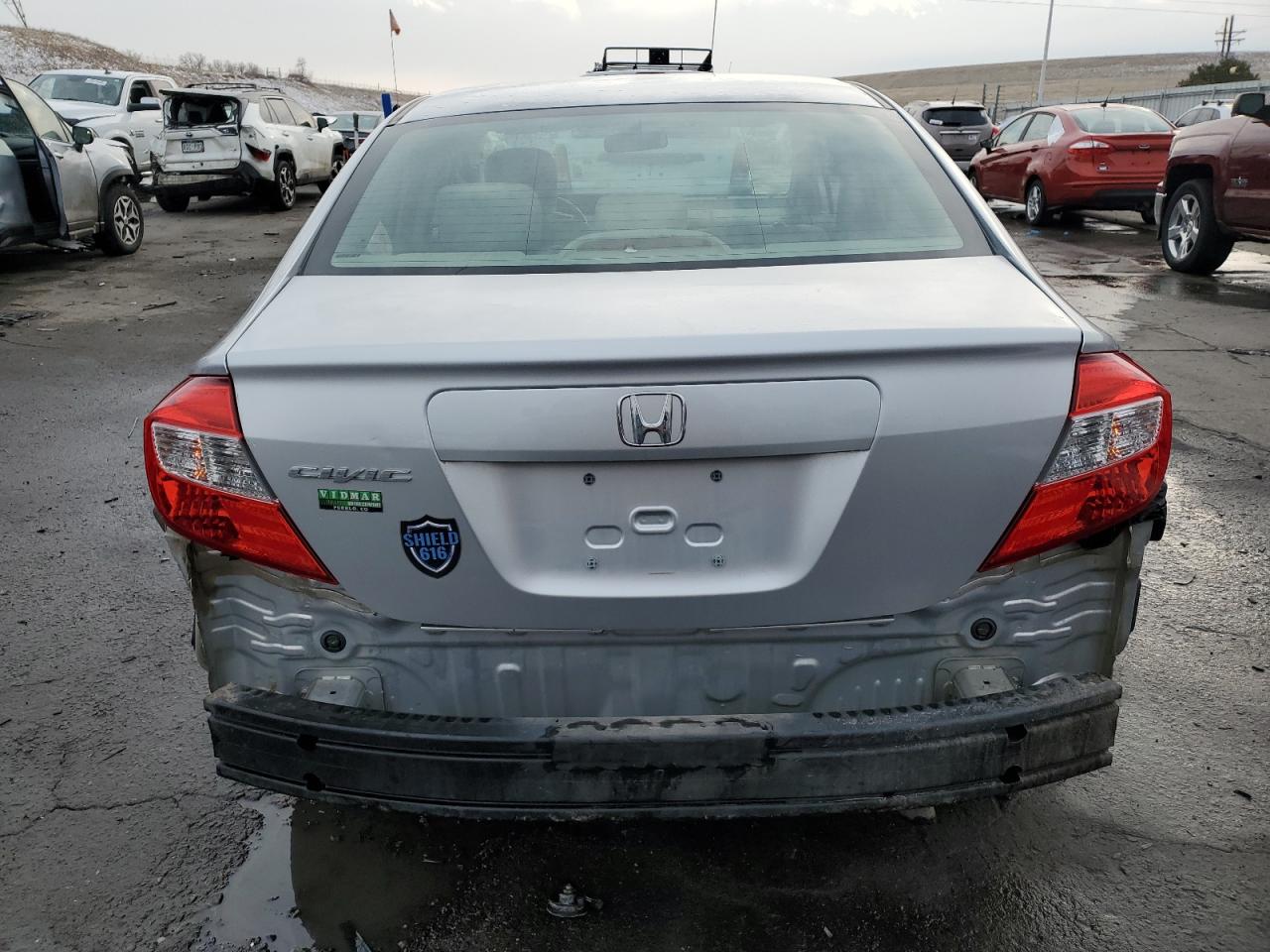 2012 Honda Civic VIN 2HGFB2F52CH301275 Copart auction photo, side / rear end damage thumbnail 6