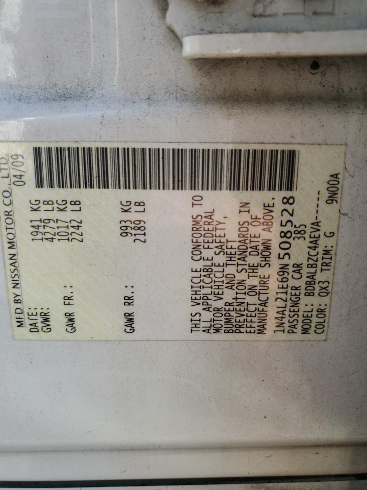 2009 Nissan Altima VIN 1N4AL21E69N508528 Copart auction photo, front end / rear end damage thumbnail 14