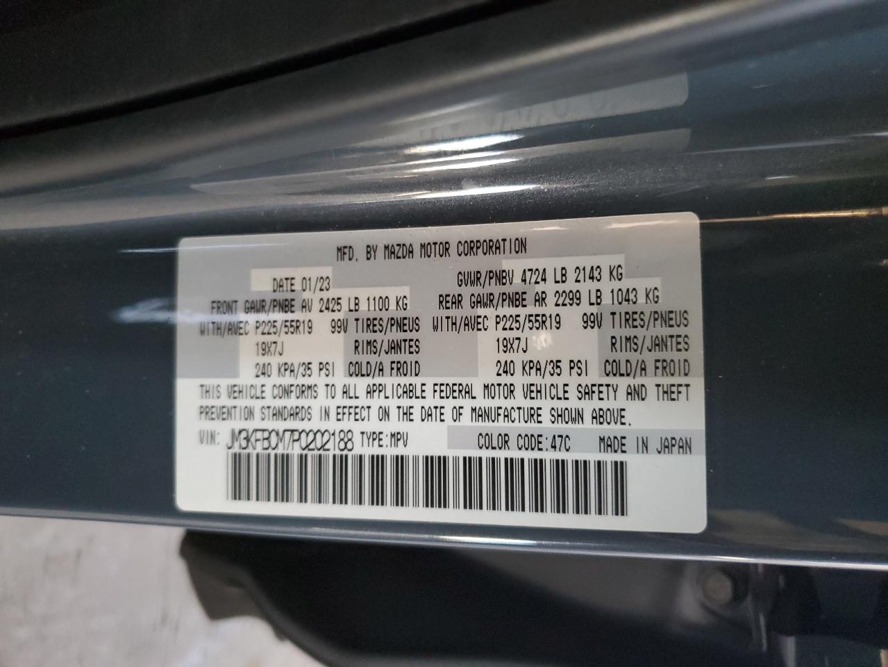 2023 Mazda CX-5 VIN JM3KFBCM7P0202188 Copart auction photo, rear end / front end damage thumbnail 15