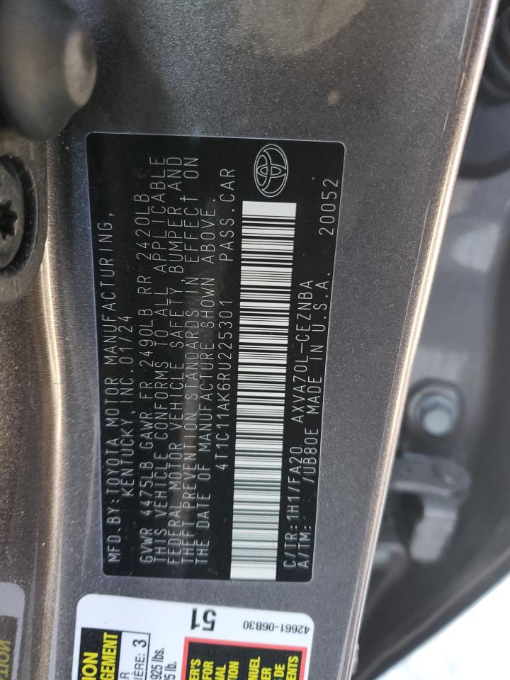2024 Toyota Camry VIN 4T1C11AK6RU225301 Copart auction photo, front end damage thumbnail 12