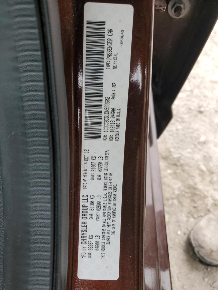 2013 Chrysler 200 VIN 1C3CCBCG1DN593602 Copart auction photo, front end / mechanical damage thumbnail 13