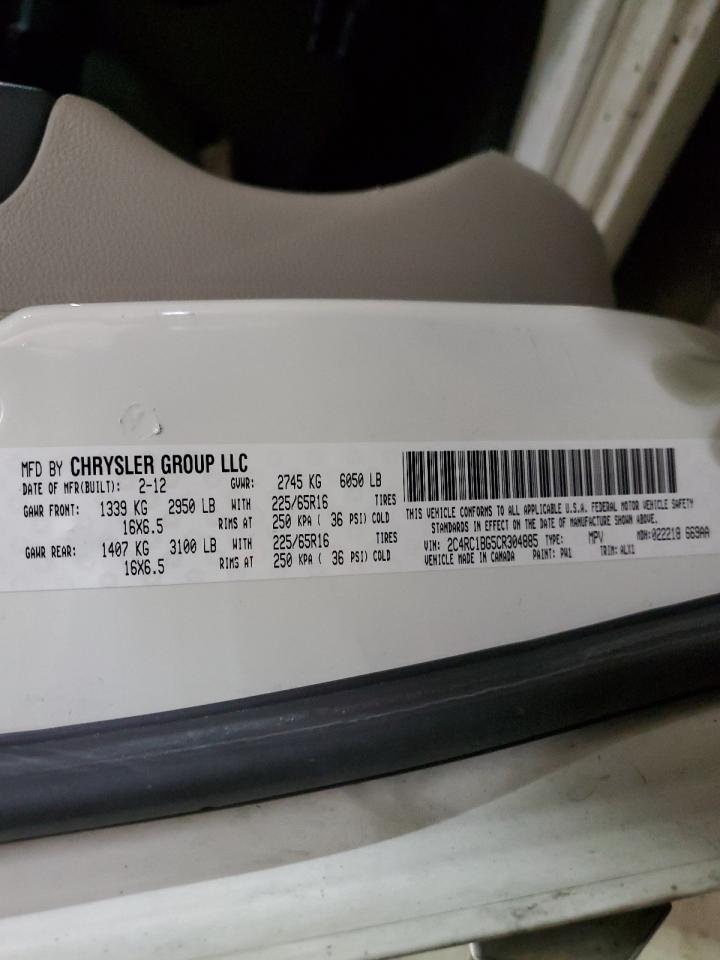2012 Chrysler Town & Country VIN 2C4RC1BG5CR304885 Copart auction photo, front end / rear end damage thumbnail 13