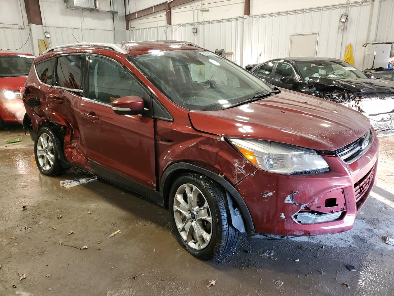 2014 Ford Escape VIN 1FMCU0J9XEUB57268 Copart auction photo, side / front end damage thumbnail 4