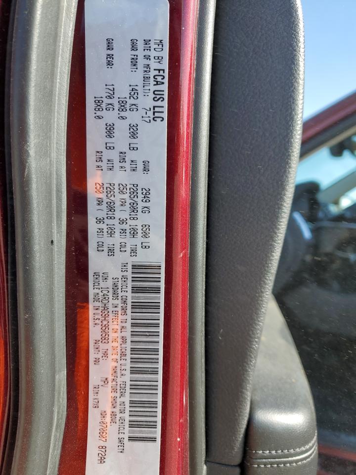 2017 Dodge Durango VIN 1C4RDHAG9HC950583 Copart auction photo, rear end / minor dent/scratches damage thumbnail 13
