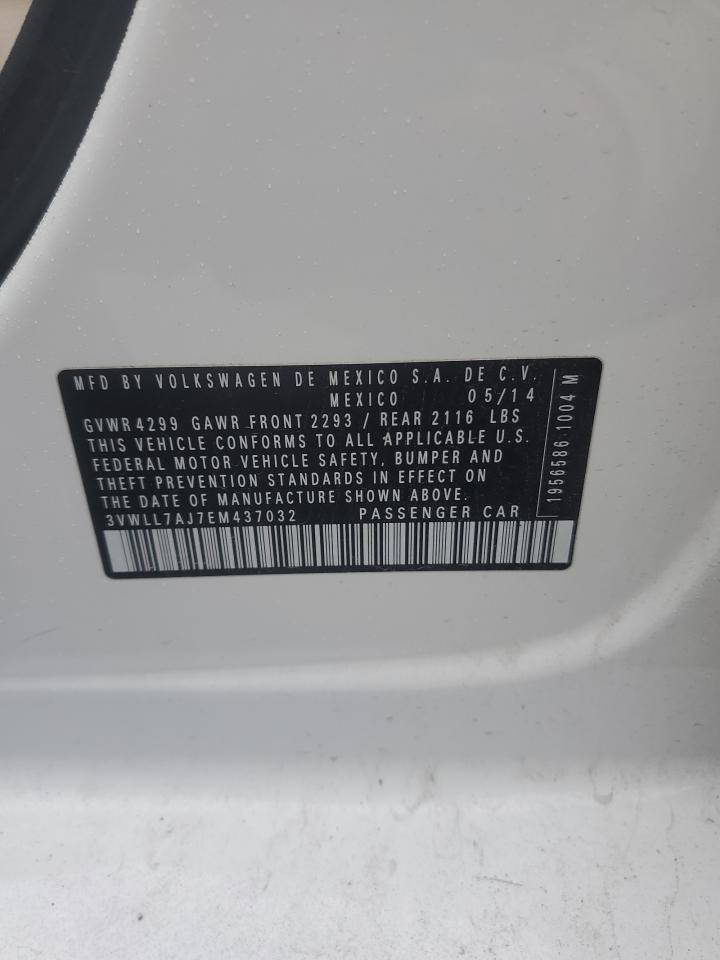 2014 Volkswagen Jetta VIN 3VWLL7AJ7EM437032 Copart auction photo, front end damage thumbnail 12